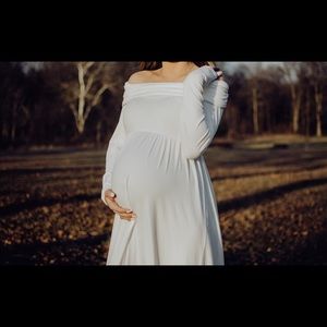 Cowl Neck & Over the Shoulder Maternity Dress